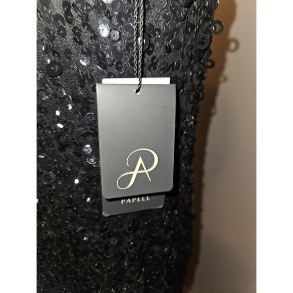 NWT! Adrianna Papell Women's Off Shoulder Black Sequins Maxi Gown Sz 14 $299 - Picture 8 of 12